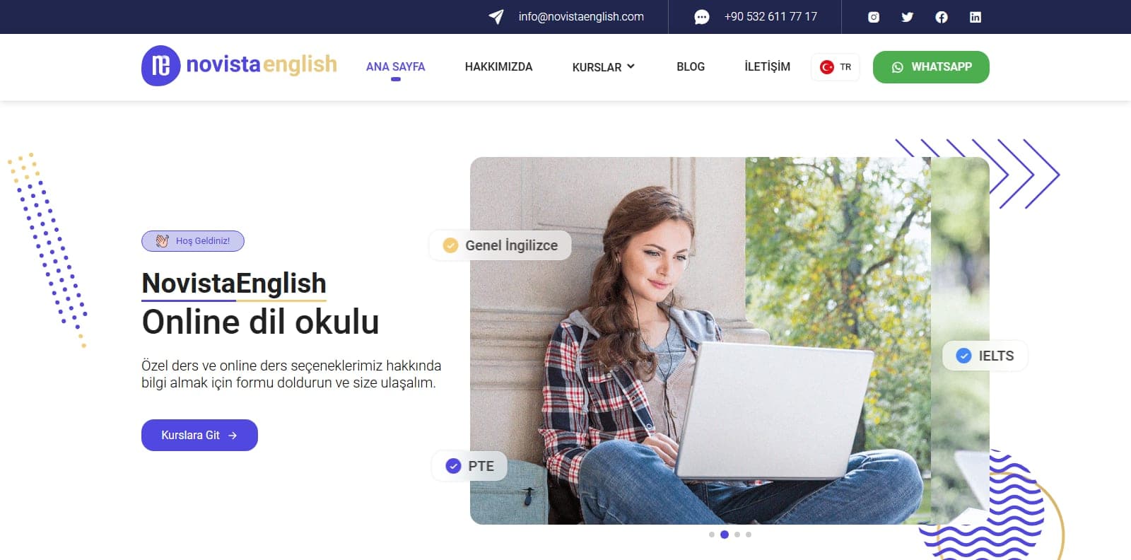 The Novista English website home page